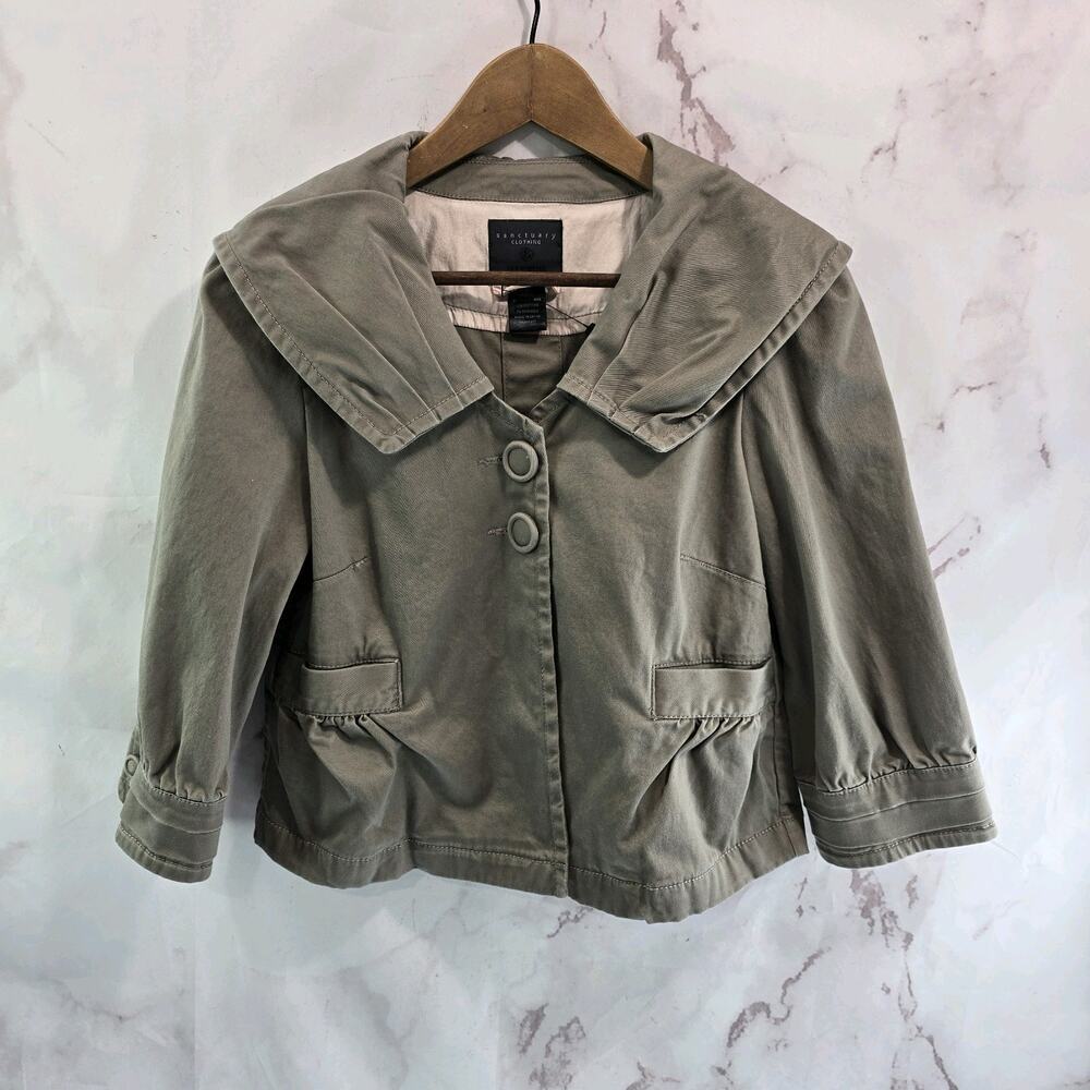 Anthropologie Blazer Womens Small Brown Twill Jacket Sanctuary Crop Summer